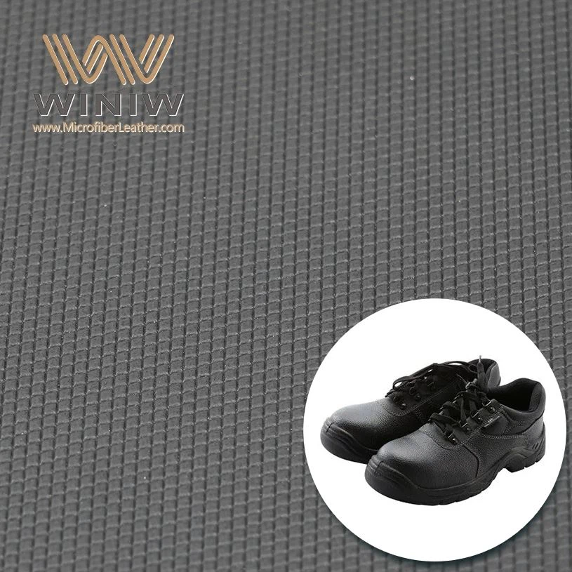 Deunydd Esgidiau Diogelwch Microfiber Du 1.8mm Lledr Synthetig